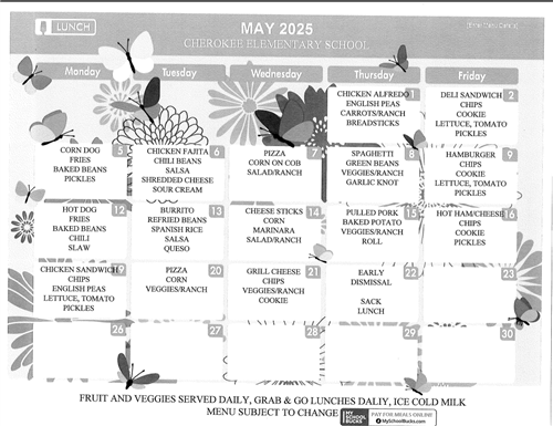 May Menu 2025